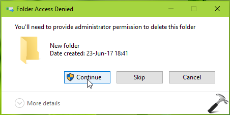 require administrator permission to delete file