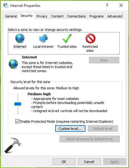 Fix Your Internet Security Settings Prevented One Or More Files From