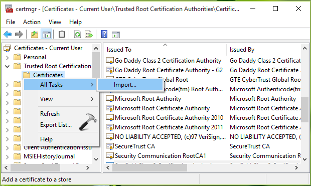 Unable to configure windows to trust the fiddler root certificate как решить