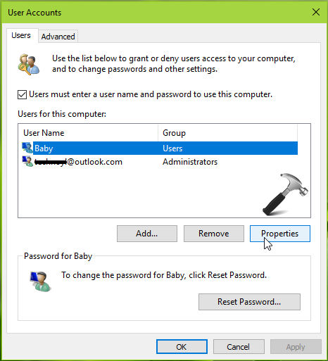 possible to change a microsoft user account name