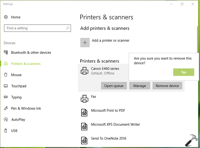 uninstall printer driver windows 10