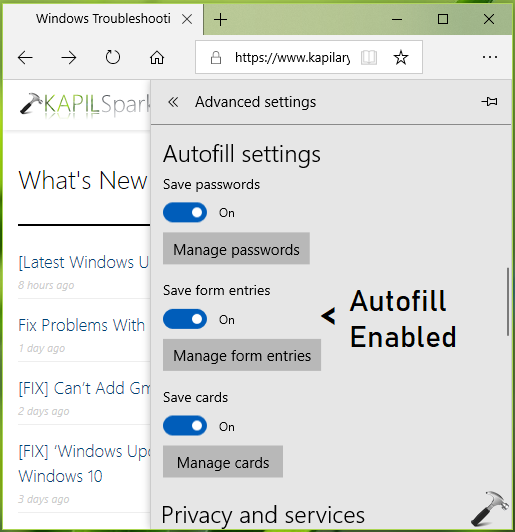 [How To] Configure Autofill Settings In Microsoft Edge