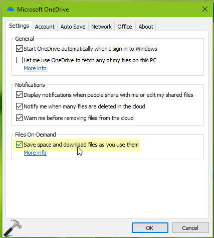 files on demand one drive setting