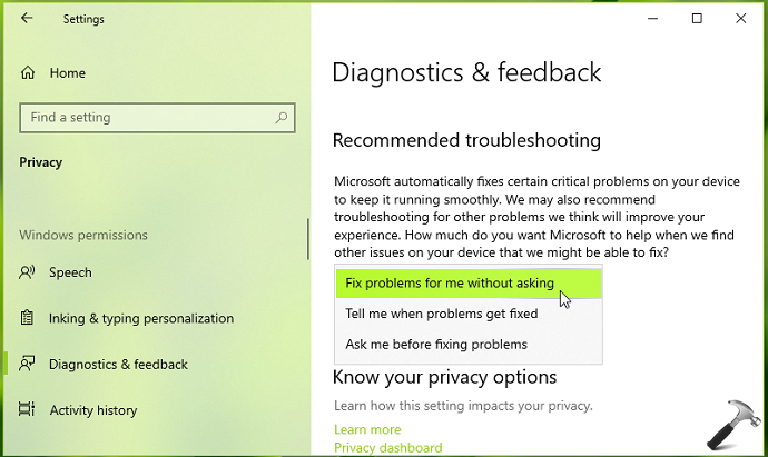 [How To] Configure Recommended Troubleshooting In Windows 10