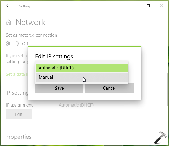 how to configure a static ip address windows 10