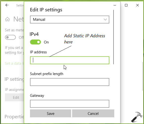 how to configure a static ip address windows 10