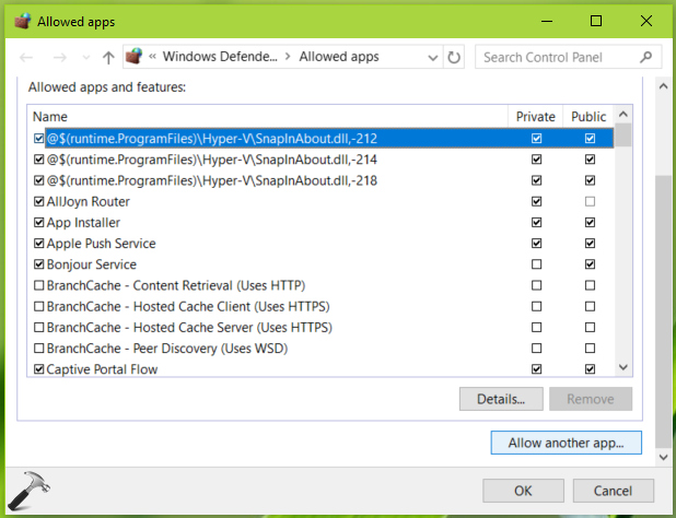 windows 10 firewall settings open any file