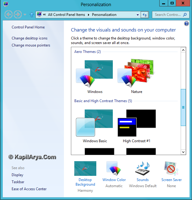 change windows 8 color scheme