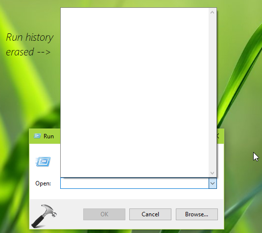 how to clear run history in windows 10