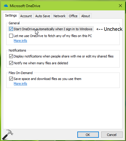 one drive disable start up