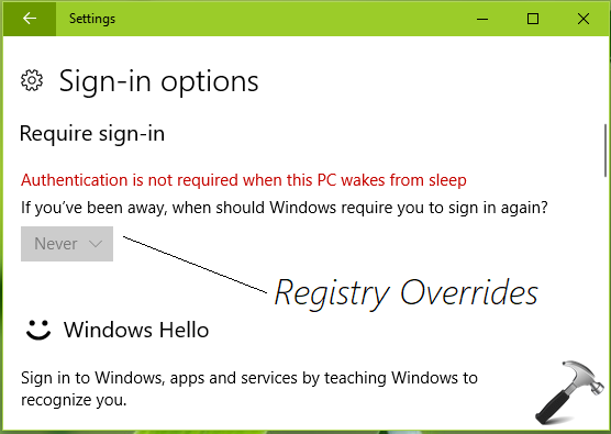 disable login after sleep in windows 10