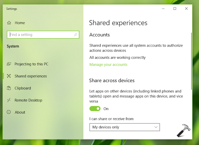 windows 10 shared experiences