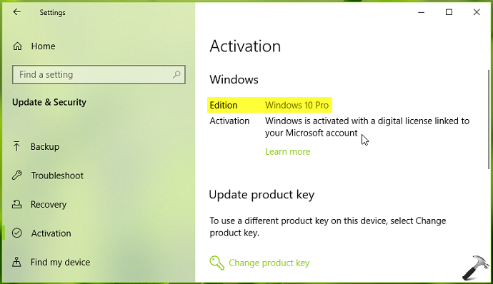 downgrade windows 10 pro to home key