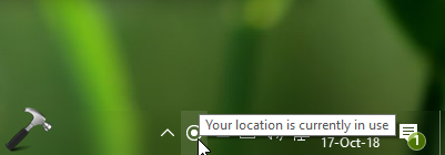 windows your location is currently in use