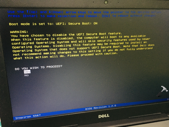 how to disable secure boot windows 10 dell inspiron 15