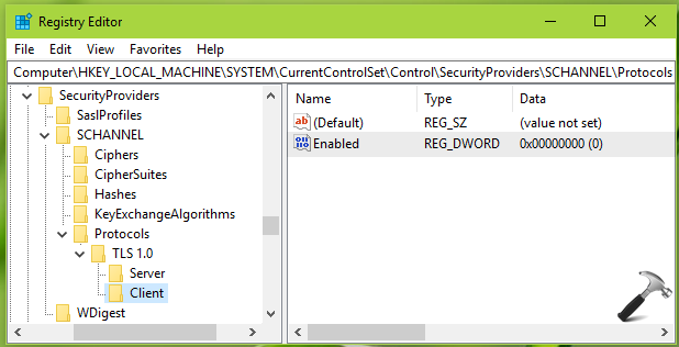 verify tls 1.2 is enabled windows 7