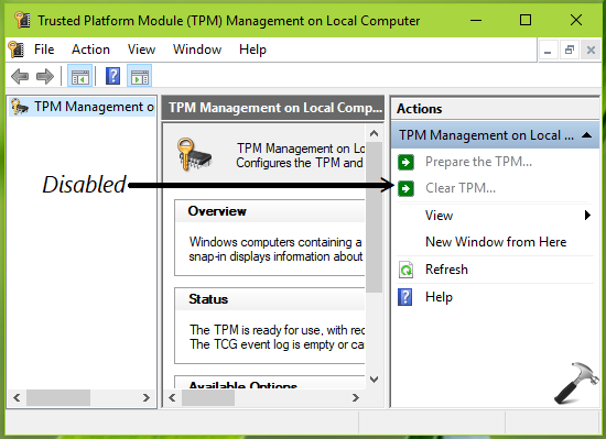 TPM. A configuration change was requested to Clear this Computer's TPM.