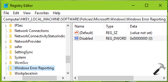 microsoft application error reporting how to enable