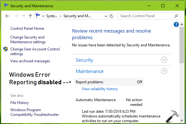 How To Enabledisable Windows Error Reporting In Windows 10 2438