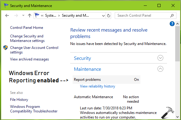 Отключение windows error reporting в windows server 2016