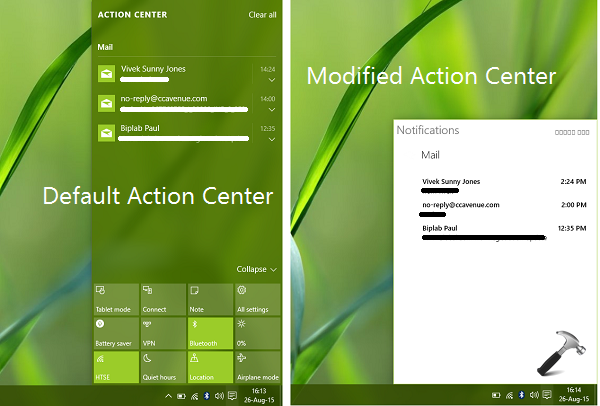 [How To] Enable Simplified Action Center In Windows 10