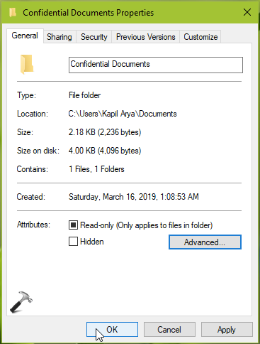 encrypted folder windows 10