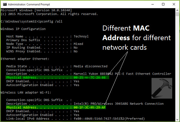 get mac address of interface linux