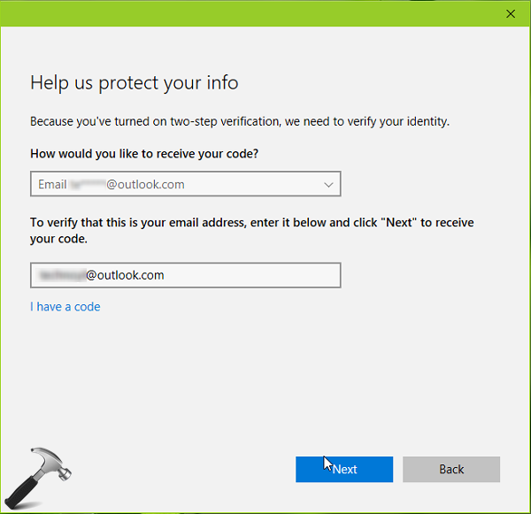 verify microsoft account windows 10