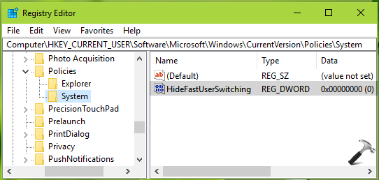 How To Enable/Disable Fast User Switching In Windows 10