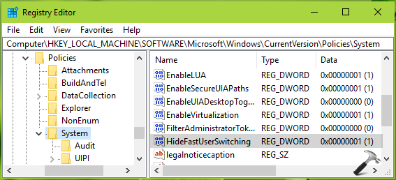 How To Enable/Disable Fast User Switching In Windows 10