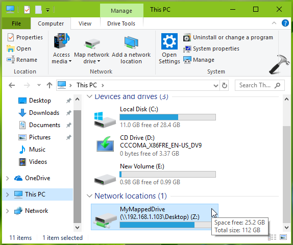 map local drive as network drive