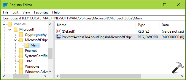 [How To] Prevent Access To The about:flags Page In Microsoft Edge