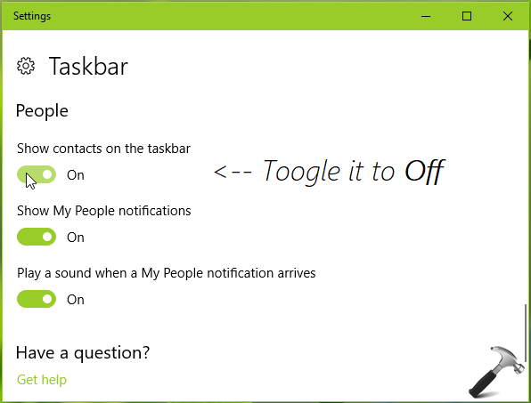 how to remove people from taskbar