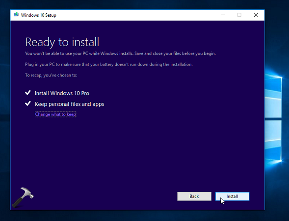 windows 10 in place upgrade downloading updates