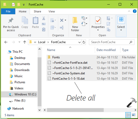 deleting fonty cache