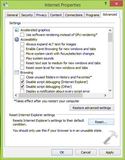 how to fix internet explorer issues in windows 7