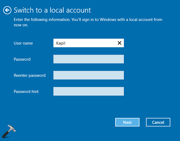 change microsoft local account name