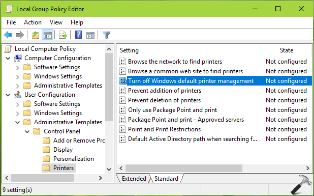 set default printer for all users windows 7