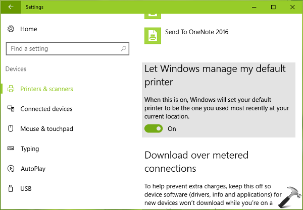let windows manage my default printer