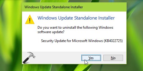 windows update standalone installer not applicable