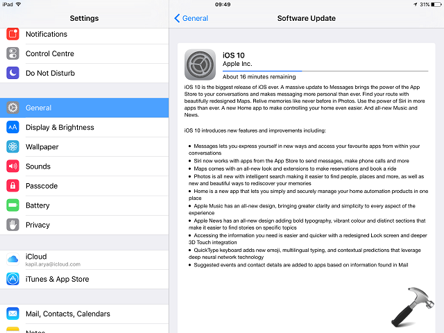 cara upgrade ipad 2 ke ios 10