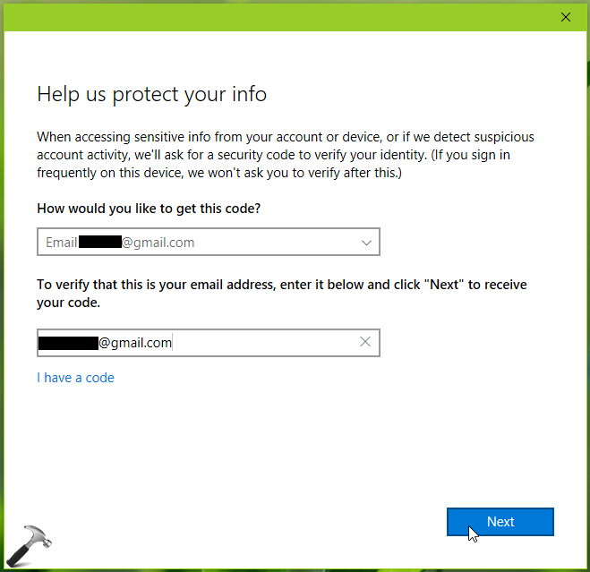 windows 10 verify account