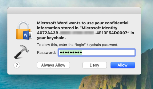 office 365 mac keeps asking for password