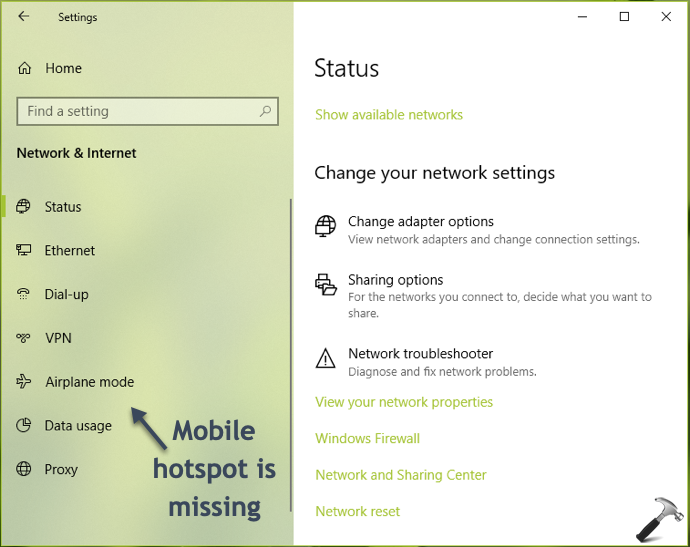 FIX Mobile Hotspot Missing In Windows 10