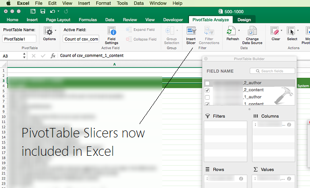 multpile filters in excel for mac 2011