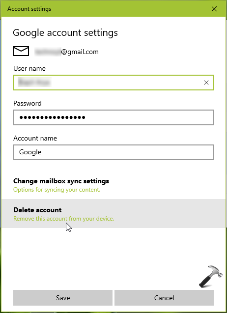 settings email and app accounts remove