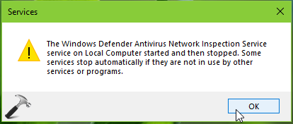 windows defender service stopped