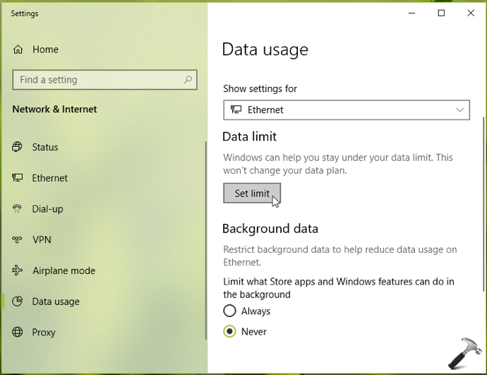 How To Set Data Limit For Network Connection In Windows 10