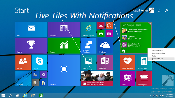 windows 8 live tiles