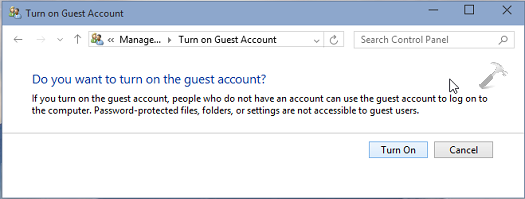 Enable Or Disable Guest Account In Windows 10/8/7